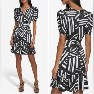 Karl Largerfeld Black and White Striped Dress